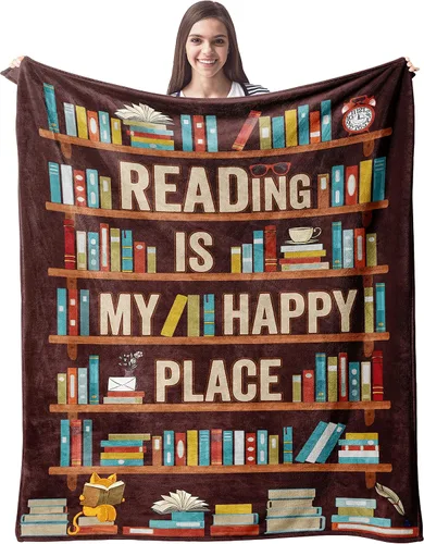 Vista 10 de CUJUYO Regalos para Amantes de los Libros para Mujeres y Hombres Manta 50"x40" - Regalos para Bibliotecarios Manta Tipo Throw - Regalos de Club