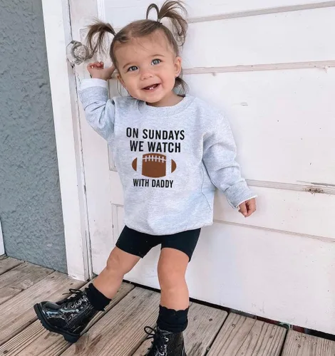 Vista 2 de Lamuusaa Sudadera de gran tamaño con texto en inglés "On Sunday We Watch Football with MommyDaddy