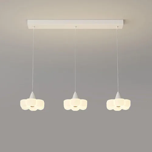 Vista 8 de Lámpara colgante de flor francesa moderna de 3 luces, lámpara de comedor con pantalla PE de 36 W, cable ajustable para isla de cocina, accesorio
