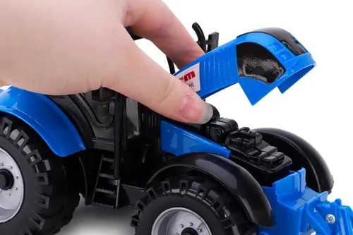 Vista 4 de Toyland Tractor agrícola accionado por fricción con sombrero de apertura, disponible en rosa, azul, rojo y verde (azul)