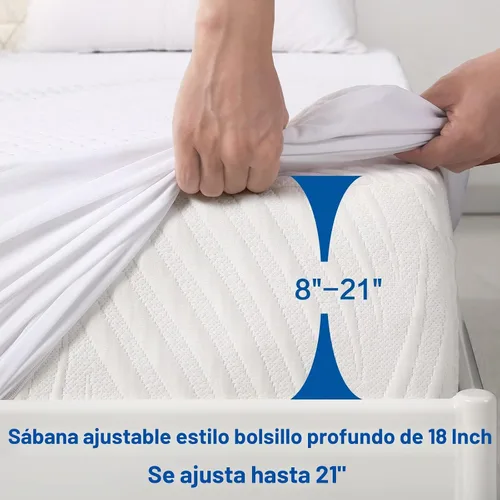Vista 4 de Protector de colchón de tamaño matrimonial de alta calidad, impermeable, enfriamiento (colmena, 54 x 75 pulgadas)