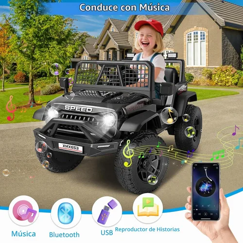 Vista 6 de Hikole Coche eléctrico de 12 V para niños de 3 a 5 años con control remoto Negro