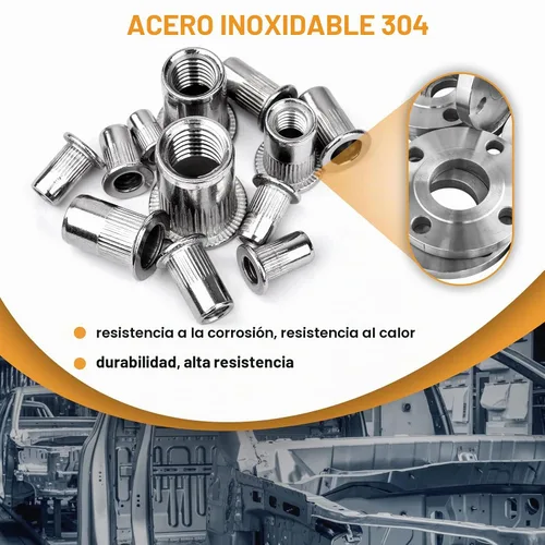 Vista 5 de Surtido de tuercas remachables SAE, VIGRUE 185 piezas #8-32#10-24 1/4"-20 5/16"-18 3/8"-16 304 Tuercas de inserción roscadas de acero inoxidable
