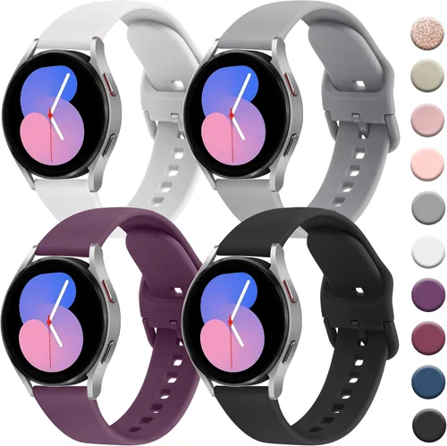 Vista 11 de 4 PACK Bands Compatible with Samsung Galaxy Watch 4 40mm 44mm/ 4 Classic 42mm 46mm, 20mm Adjustable Silicone Sport Replacement Strap for Samsung