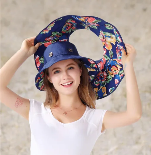 Vista 8 de Sombrero reversible para el sol UPF 50+ con ala extra grande, flexible, fácil de empacar, para la playa