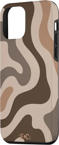 Vista 2 de iPhone 12 mini Retro líquido remolino Groovy café latte patrón marrón caja del teléfono