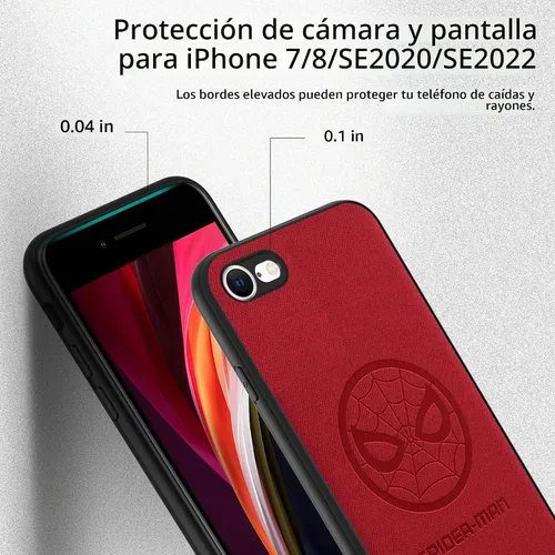Vista 5 de IRON SPIDER Funda para iPhone SE 2020 y iPhone SE 2022, con personaje de superhéroe compatible con iPhone 8, funda de piel color rojo