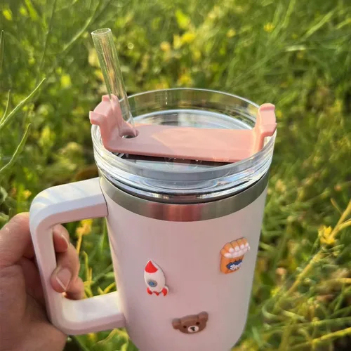 Vista 5 de Tapa de vaso de 40 onzas compatible con Stanley, a prueba de derrames, resistente a salpicaduras, apta para Stanley y más tazas de café, paquete