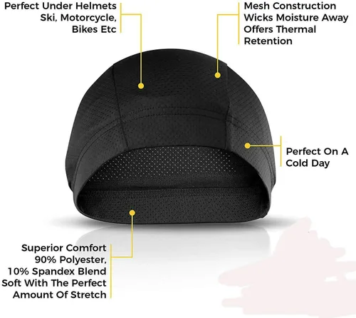 Vista 4 de TOPLOR Gorro de calavera que absorbe la humedad, forro de casco, gorro para correr para hombre, para motocicleta, ciclismo, transpirable, banda