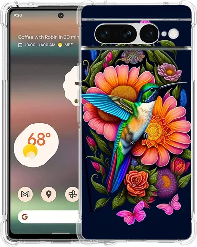 Vista 32 de Pixel 7 Pro - Funda protectora de poliuretano termoplástico resistente a los arañazos y a prueba de golpes con diseño de mandala de pavo real