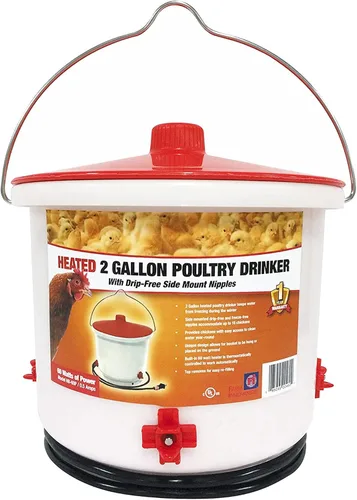 Vista 4 de Farm Innovators - Paquete de 2 bebederos térmicos para pollo, cubo para bebedero para aves de corral, 2 galones