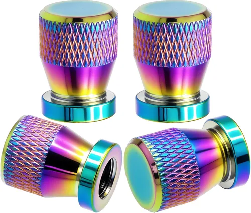 Vista 52 de 4 piezas de tapas de vástago de válvula de neumático de automóvil, tapas de válvula de aire de neumático a prueba de fugas de aleación de aluminio