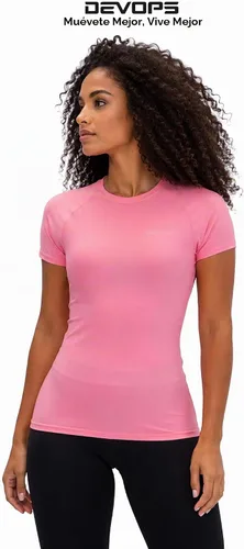 Vista 3 de DEVOPS - Paquete de 3 camisetas de compresión para mujer, de manga corta, con ajuste seco, para correr, atléticas, camisetas de entrenamiento