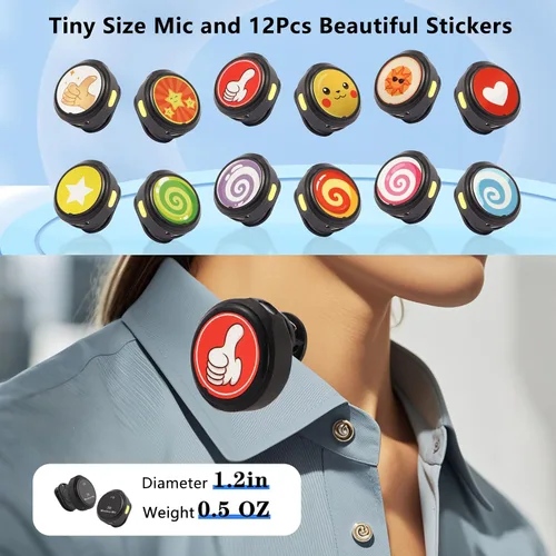 Vista 2 de Micrófono Lavalier personal inalámbrico de regalo con calcomanías culturales para iPhone 17/16/15/Android, cancelación de ruido, micrófono