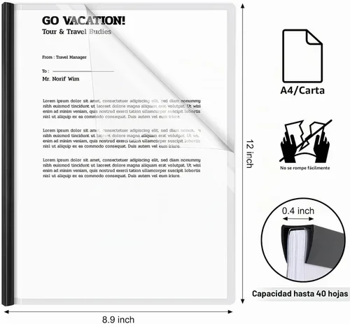 Vista 2 de JOERSH 10 portadas transparentes para informes con barra deslizante, protector de papel de carpeta de plástico, carpetas de informes con cubierta