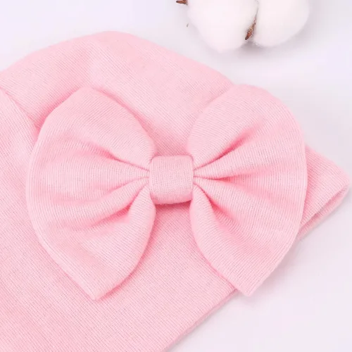 Vista 4 de BQUBO Newborn Baby Girls Hats Mittens Set Hospital Hat Beanie Infant Bow Hats Baby Cotton No Scratch Gloves