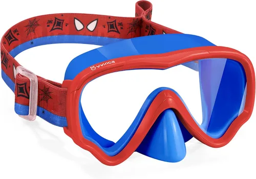 Vista 21 de Vvinca Kids-Goggles with Nose Cover, Diving Mask Elastic Fabric Strap Anti Fog Anti Shattered Lens for Kids Swim Goggles 3-14