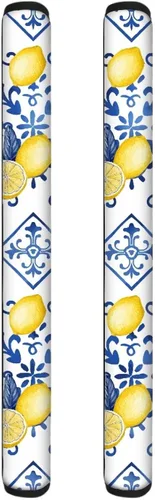 Vista 30 de 2 fundas para manijas de refrigerador, decoración otoñal, hojas de arce, fundas para manijas de puerta de nevera, lavables a máquina, microondas