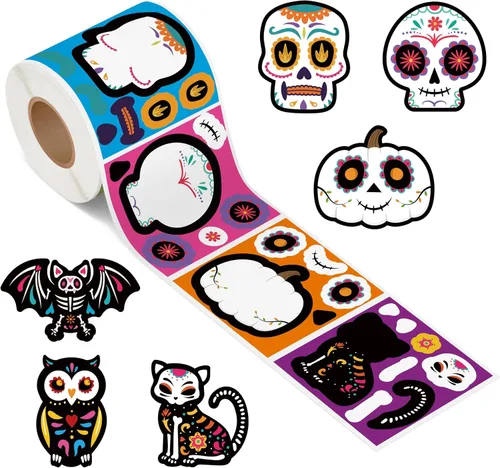 Vista 9 de Haooryx Fall Pumpkin Stickers Roll, 300 Pcs Make Your Own Halloween Pumpkin