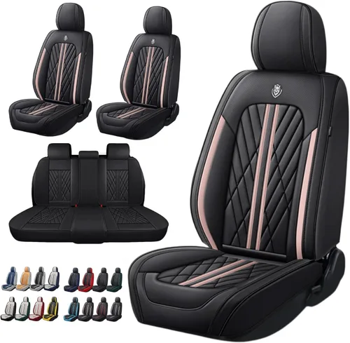 Vista 14 de Juego de fundas de asiento de automóvil de cuero nappa impermeables y transpirables de ajuste universal, cojín protector para vehículo automotriz