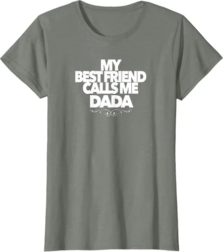 Vista 3 de My Best Friend Calls ME DADA Funny Baby Shower Present dad T-Shirt Asphalt Grey