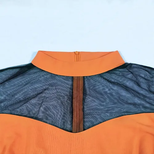 Vista 2 de IWEMEK Vestido de mujer de malla de manga larga gótico de cóctel vintage gótico transparente con panel de ilusión para invitada de boda, vestido