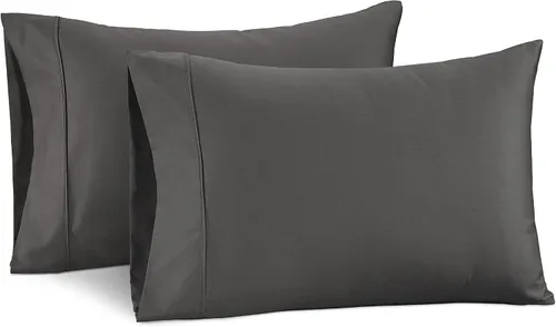 Vista 10 de Lane Linen Juego de 2 fundas de almohada 100 % de algodón, tamaño estándar, se adapta a almohadas estándar y Queen, fundas de almohada lujosas