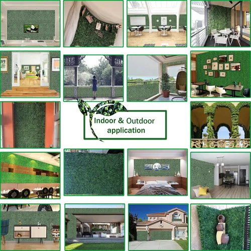 Vista 5 de ODTORY Paneles de césped artificial para pared: 10 x10 pulgadas (8 unidades) Paneles de boj para decoración de paredes verdes en interiores