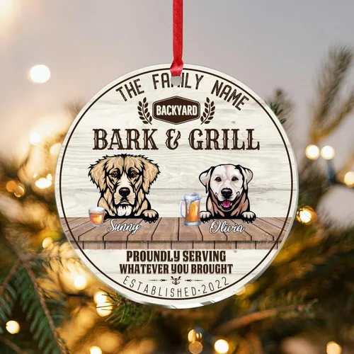 Vista 19 de SILYHEART Christmas Acrylic Ornaments Golden Retriever & Shiba Inu Christmas Sublimation Ornaments Family Dog Name Funny Dogs Live Here Car Hanging