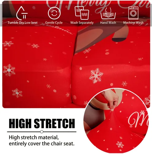 Vista 3 de XMNTG Funda elástica para sillón de 2 piezas, con temática navideña, estampado de ciervos, alce, decoración del hogar, extraíble, antideslizante