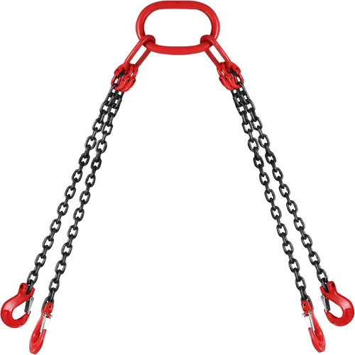 Vista 10 de VEVOR Eslinga de cadena, cadenas de elevación de 1/4 pulgadas x 5 pies con ganchos de agarre de 4 brazos, eslinga de elevación de acero de aleación