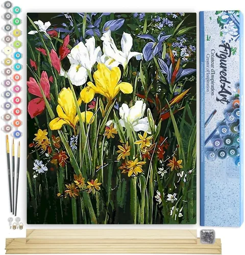 Vista 68 de Figured'Art Pintura por números para adultos, flores rojas abstractas, 16 x 20 pulgadas, kit de pintura artística para manualidades, lienzo