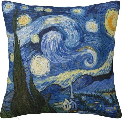 Vista 10 de Funda de almohada con diseño de noche estrellada sobre el ródano Van Gogh 18 x 18 para sofá, cama, decoración del hogar