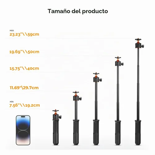 Vista 6 de K&F CONCEPT Trípode para selfie stick de 23.6 pulgadas