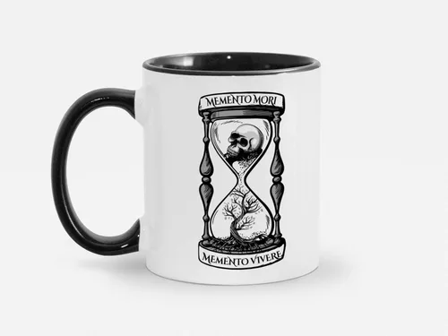 Vista 7 de Soul'n'Passions Memento Mori Memento Vivere - Taza de cerámica con diseño de calavera Momento Mori Lent Stoic Memento Mori, 11 onzas, color negro