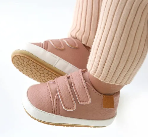 Vista 3 de QWZban Zapatos de bebé para niños y niñas, zapatillas de deporte con suela de goma antideslizante, para cuna de bebé, zapatos de vestir