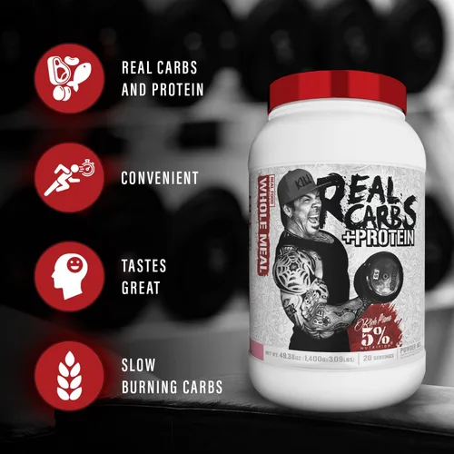 Vista 4 de 5% Nutrition Rich Piana - Proteína en polvo de reemplazo de comida Clean Mass Gainer - Carbohidratos para comidas antes del entrenamiento/después
