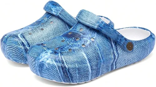 Vista 15 de Zuecos de mujer con estampado tie-dye, ligeros, de jardín, fáciles de poner, baratos, zapatillas/sandalias/zapatos para el agua