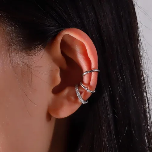 Vista 2 de Aretes de oreja de circonita cúbica sin perforación, para mujer, aretes de clip de oro de moda para mujer, regalos de moda, aretes hipoalergénicos