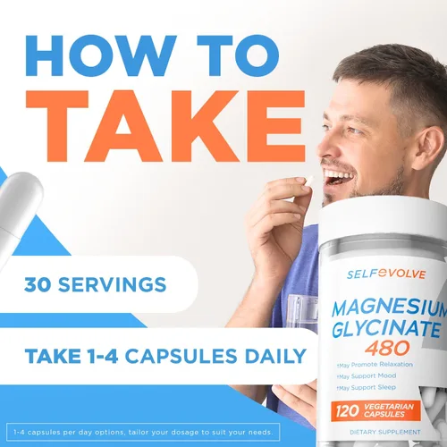 Vista 8 de Glicinato de magnesio de 480 mg - Suplemento de magnesio de alta absorción que ayuda al alivio del estrés, sueño, salud cardíaca, nervios, músculos