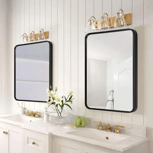 Vista 2 de SNUGACE Espejos de baño negro mate para sobre el fregadero, espejo de tocador de baño con marco rectangular para pared, 20 x 28 pulgadas