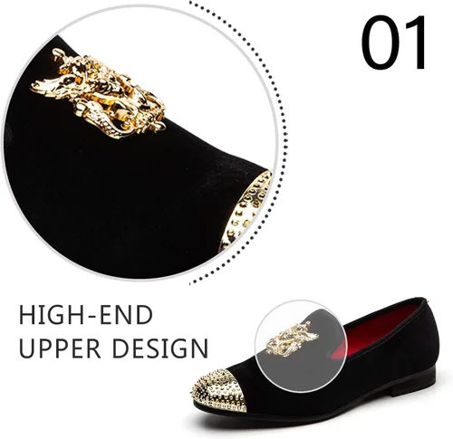 Vista 2 de Mocasines de piel auténtica textura metalizada brillantina sin agujetas para hombre