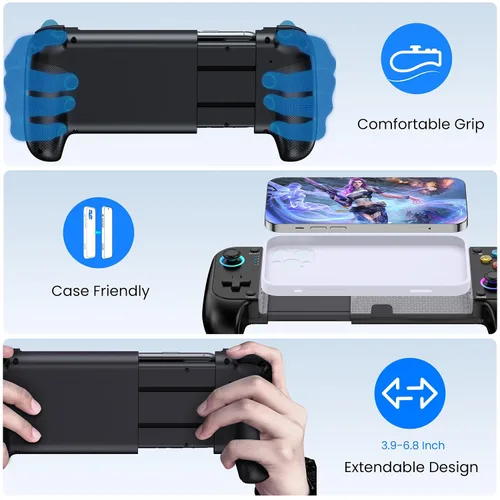 Vista 6 de AXYBCOOL Wireless Mobile Controller for iPhone & Android - Hall Effect Joystick, No Drift - Compatible with Xbox Game Pass, Steam Link, Call of