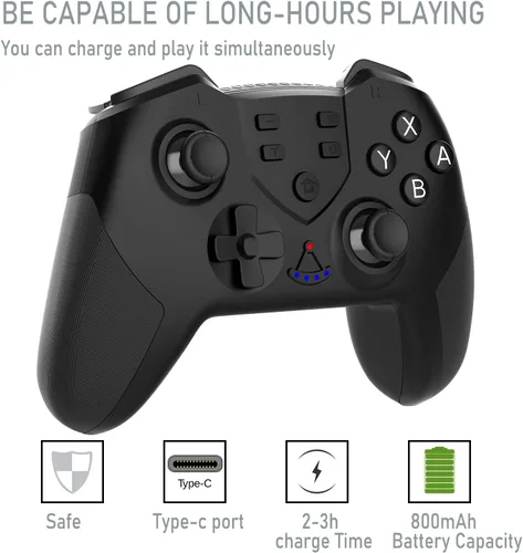 Vista 5 de TERIOS Controlador inalámbrico Pro compatible con Switch Switch Lite Joypad prémium para videojuegos 3 niveles de velocidad turbo intensidad