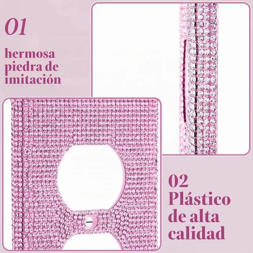 Vista 3 de Kathfly 10 placas de pared brillantes para enchufe, color rosa, tipo