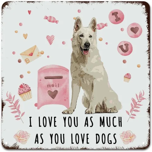 Vista 17 de Wall Decor Metal Sign Love Mails French Bulldog Sign I Love You As Much As You Love Dog Retro Street Hanging Sign Saint Valentine's Day Metal Plaque