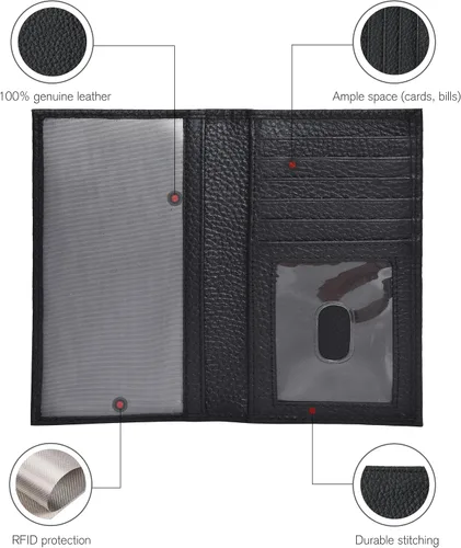Vista 3 de ESTALON Funda para libro de cheques para hombres y mujeres, funda de cuero estándar para chequera