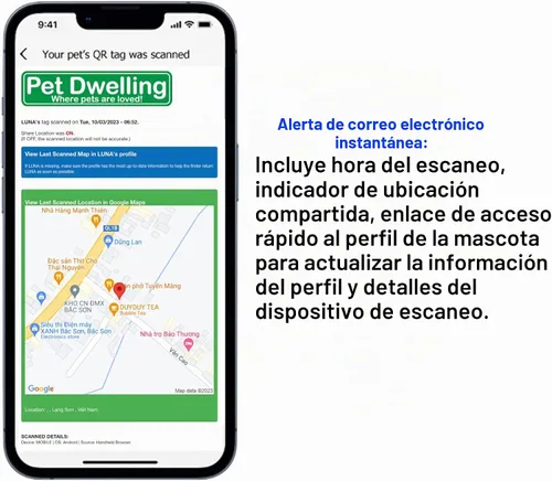 Vista 6 de Etiqueta de identificación para mascotas con código QR de Pet Dwelling – Etiquetas inteligentes para perros y gatos para la seguridad de las pata