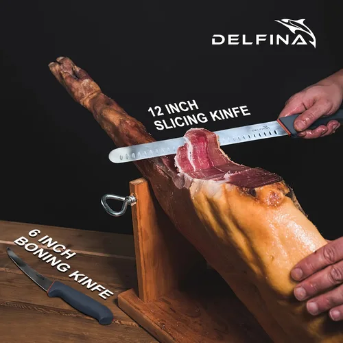Vista 5 de DELFINA - Juego de cuchillos profesionales de 2 piezas para barbacoa y carnicero, juego de cuchillos de chef de acero inoxidable de alta calidad