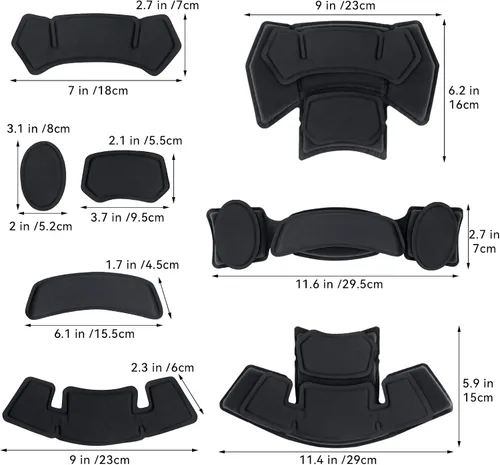 Vista 6 de Almohadillas tácticas para casco - Insertos universales de recambio de espuma de memoria interna para cascos ACH, MICH, EXF